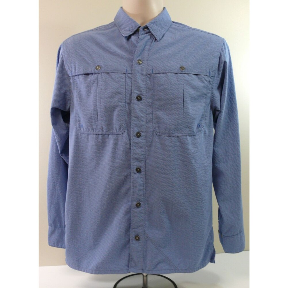 World Wide Sportsman Fishing Shirt Blue Long Sleeve Button-Up nylon vented S